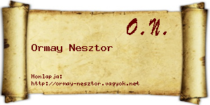 Ormay Nesztor névjegykártya